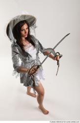 Woman Adult Athletic White Fighting with sword Standing poses Casual